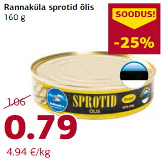 Allahindlus - Rannaküla sprotid õlis 160 g