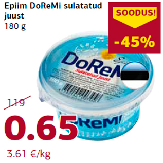 Allahindlus - Epiim DoReMi sulatatud juust 180 g