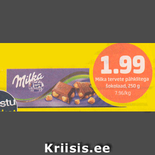 Allahindlus - Milka tervete pähklitega šokolaad, 250 g