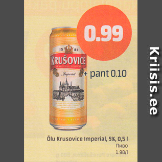 Allahindlus - Õlu Krusovice imperial