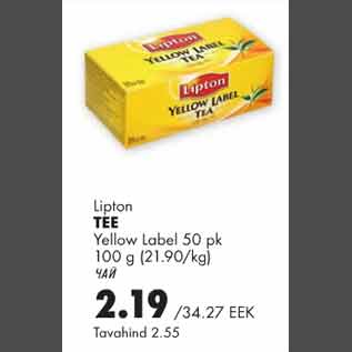 Allahindlus - Lipton tee Yellow Label