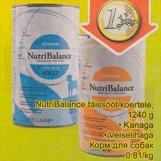 Allahindlus - NutriBalance täissööt koertele, 1240 g