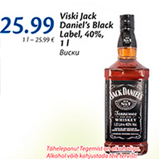 Allahindlus - Viski Jack Daniel´s Black Label