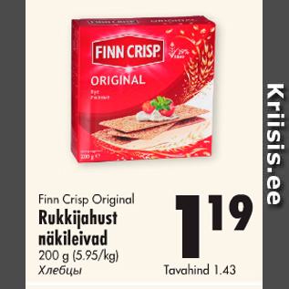 Allahindlus - Finn Crips Original Rukkijahust näkileivad 200 g