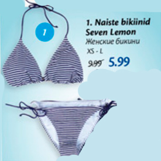 Allahindlus - Naiste bikiinid Seven Lemon XS - L