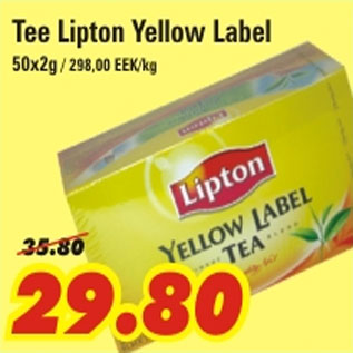 Allahindlus - Tee lipton Yellow label