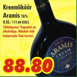 Allahindlus - Kreemliköör Aramis