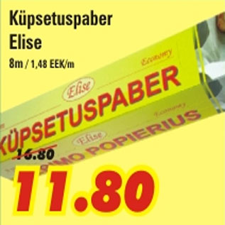 Allahindlus - Küpsetuspaber Elise