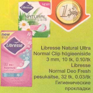 Allahindlus - Libresse Natural Ultra Normal Clip hügieeniside