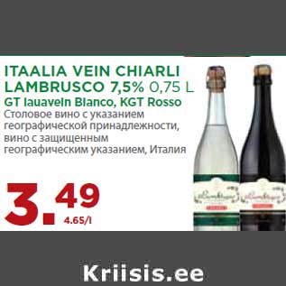 Allahindlus - ITAALIA VEIN CHIARLI LAMBRUSCO