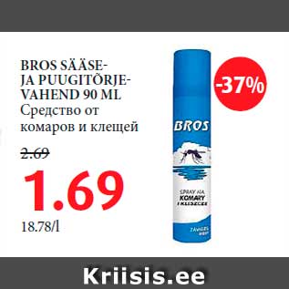 Allahindlus - BROS SÄÄSEJA PUUGITÕRJEVAHEND 90 ML