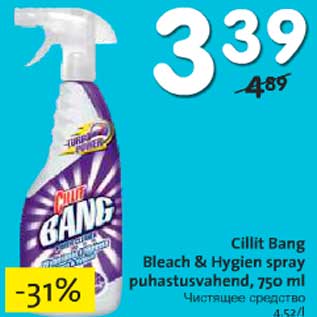 Allahindlus - Cillit Bang Bleach & Hygien spray puhastusvahend, 750 ml