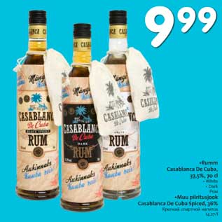 Allahindlus - .Rumm Casablanca De Cuba, 37,5%, 70 cl .White .Dark .Muu piiritusjook Casablanca De Cuba Spiced, 36%