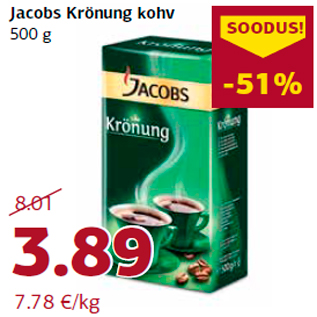 Allahindlus - Jacobs Krönung kohv 500 g