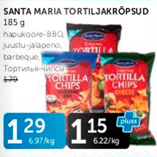 Allahindlus - SANTA MARIA TORTILJEKRÕPSUD 185 G