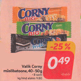 Allahindlus - Valik Corny müslibatoone, 40 - 50 g