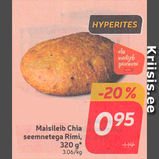 Allahindlus - Maisileib Chia seemnetega Rimi, 320 g