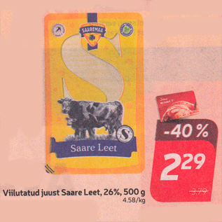 Allahindlus - Viilutatud juust Saare Leet, 26%, 500 g