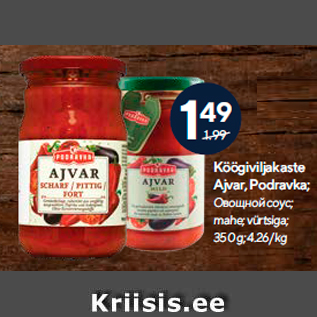 Allahindlus - Köögiviljakaste Ajvar, Podravka