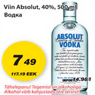 Allahindlus - Viin Absolut