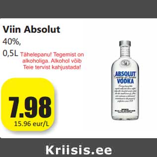 Allahindlus - Viin Absolut