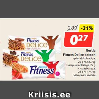 Allahindlus - Nestle Fitness Delice batoon