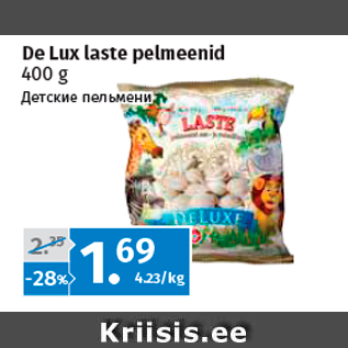 Allahindlus - De Lux laste pelmeenid 400 g