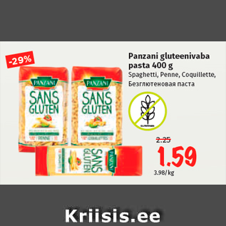 Allahindlus - Panzani gluteenivaba pasta 400 g