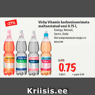 Allahindlus - Vichy Vitamin karboniseerimata maitsestatud vesi 0.75 l