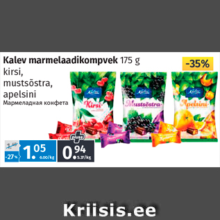 Allahindlus - Kalev marmelaadikompvek 175 g