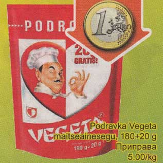 Allahindlus - Podravka Vegeta maitseainesegu,180g+20g