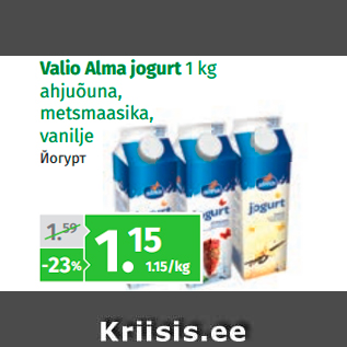 Allahindlus - Valio Alma jogurt 1 kg