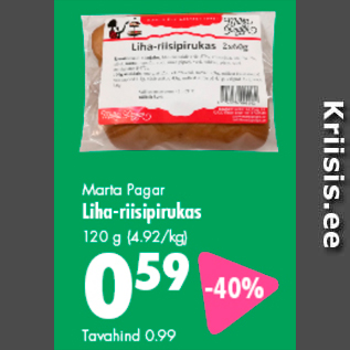 Allahindlus - Marta Pagar Liha-riisipirukas 120 g