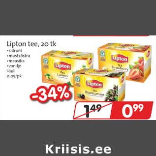 Allahindlus - Lipton tee, 20 tk