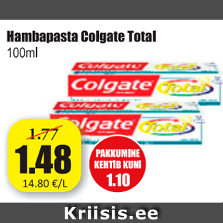 Allahindlus - Hambapasta Colgate Total 100 ml