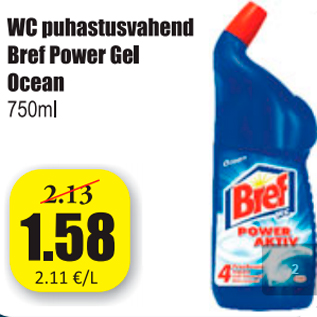 Allahindlus - WC puhastusvahend Bref Power Gel Ocean 750 ml