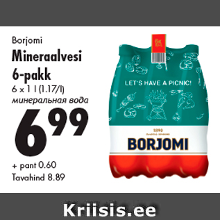 Allahindlus - Borjomi Mineraalvesi 6-pakk