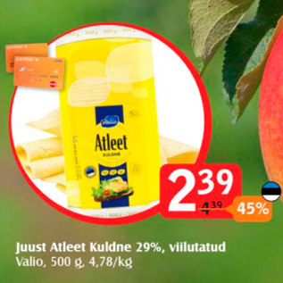 Allahindlus - Juust Atleet Kuldne 29%, viilutatud