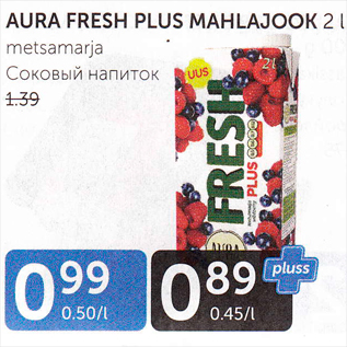 Allahindlus - AURA FRESH PLUS MAHLAJOOK 2 L