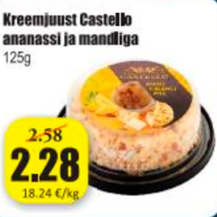 Allahindlus - Kreemjuust Castello ananassi ja mandliga 125 g