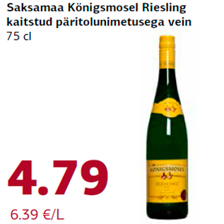 Allahindlus - Saksamaa Königsmosel Riesling kaitstud päritolunimetusega vein 75 cl