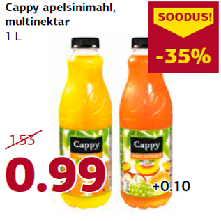 Allahindlus - Cappy apelsinimahl, multinektar 1 L