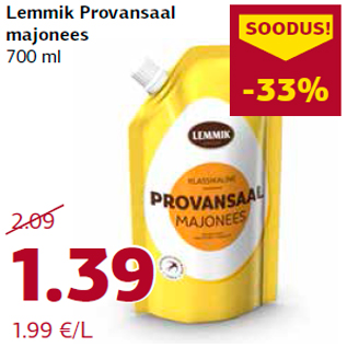 Allahindlus - Lemmik Provansaal majonees 700 ml