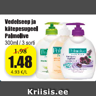 Allahindlus - Vedelseep ja kätepesugeel Palmolive