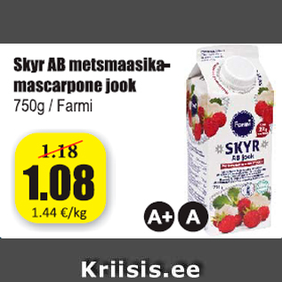 Allahindlus - Skyr AB metsmaasika-mascarpone jook