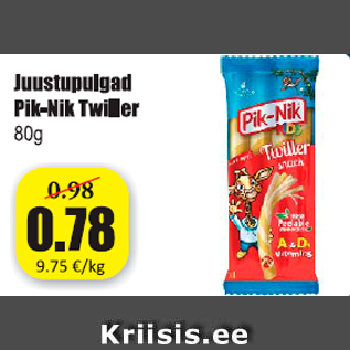 Allahindlus - Juustupulgad Pik-Nik Twiller 80 g