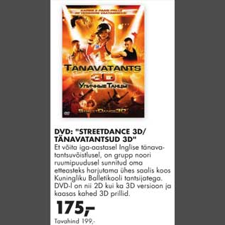 Allahindlus - DVD "Streetdance 3D/tänavatantsud 3D"