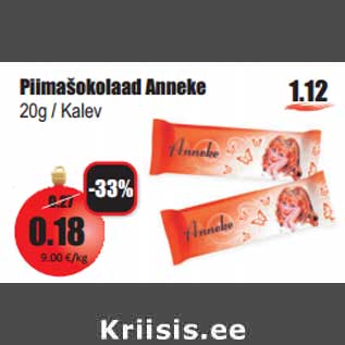 Allahindlus - Piimašokolaad Anneke 20g / Kalev