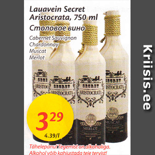 Allahindlus - Lauavein Secret Aristocrata, 750 ml