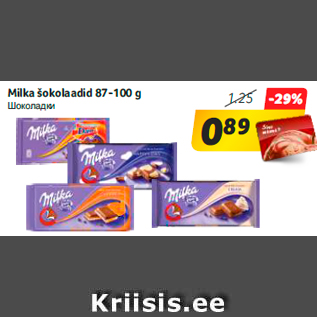 Allahindlus - Milka šokolaadid 87-100 g